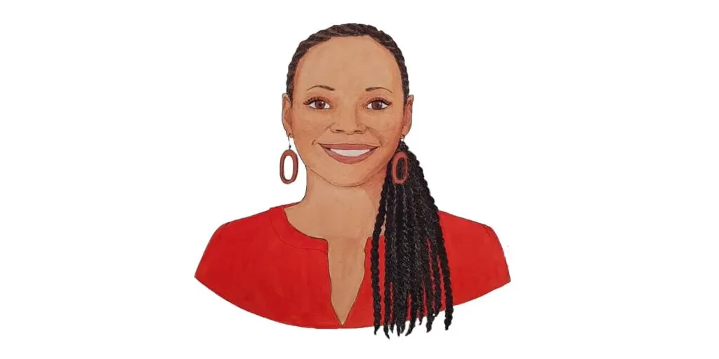 Portrait illustré de Sêssi Hounkanrin, fondatrice du Sommet Francophone du Coaching
