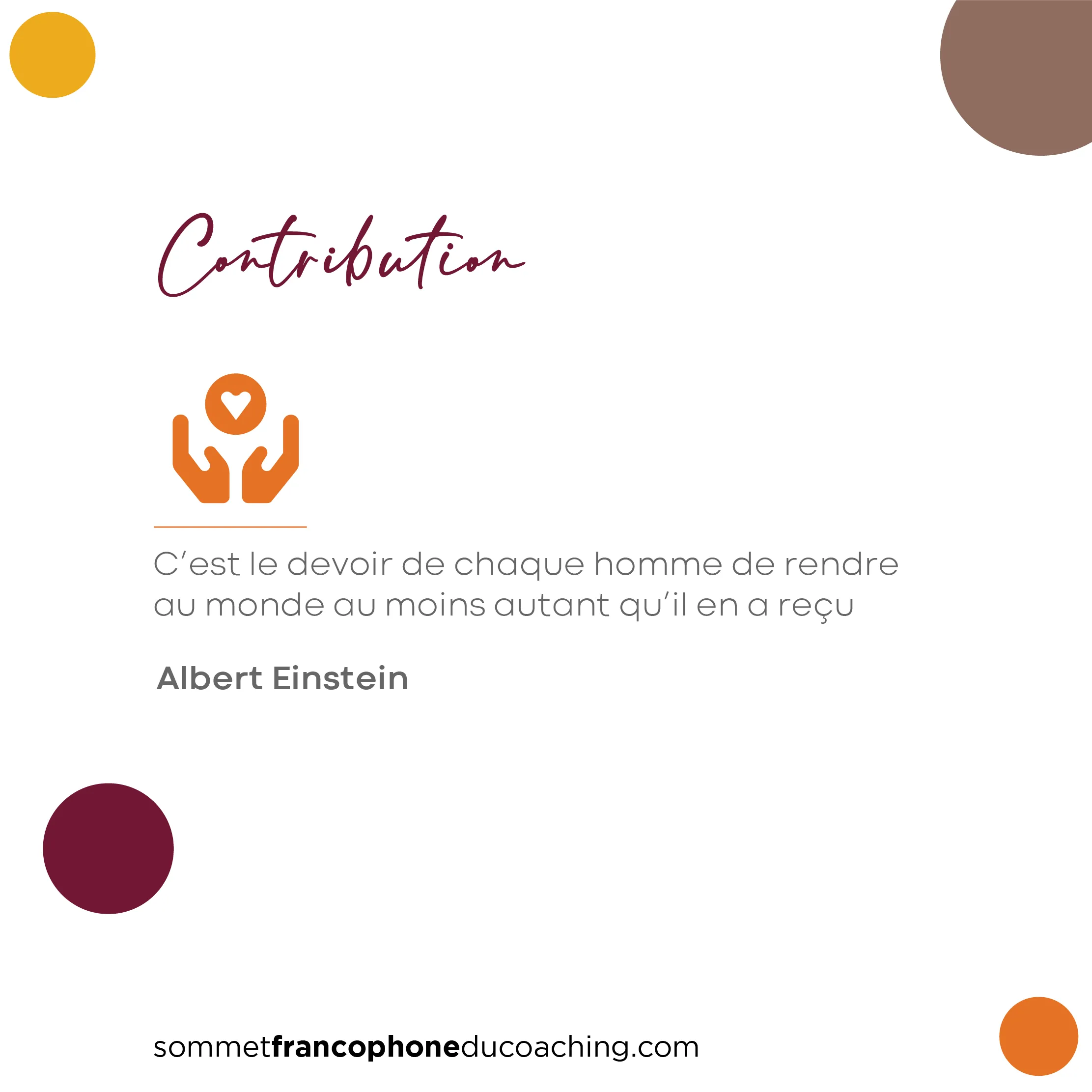 Contribution — valeur du Sommet Francophone du Coaching